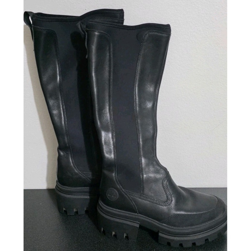NEW Timberland Everleigh Tall 6/37 Woman Chelsea Boot Black S Platform Leather